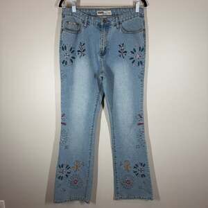 Daniel Original Design Y2K Embroidered Beaded Flare Jeans Size 13 14 Juniors